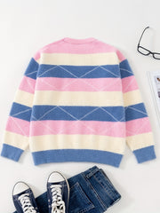 Girls' Plush Long Sleeve Knitted Sweater