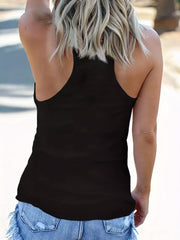 Letter Print Crew Neck Tank Top Women's Summer Clothing