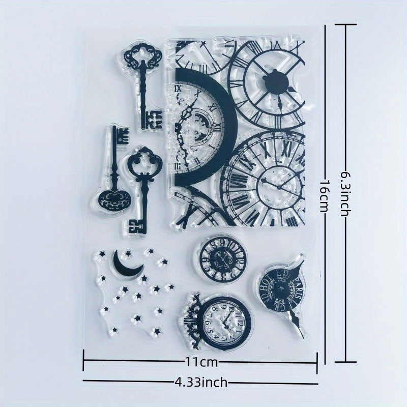 Vintage Clock Transparent Stamp for Card Making Scrapbooking Crafts