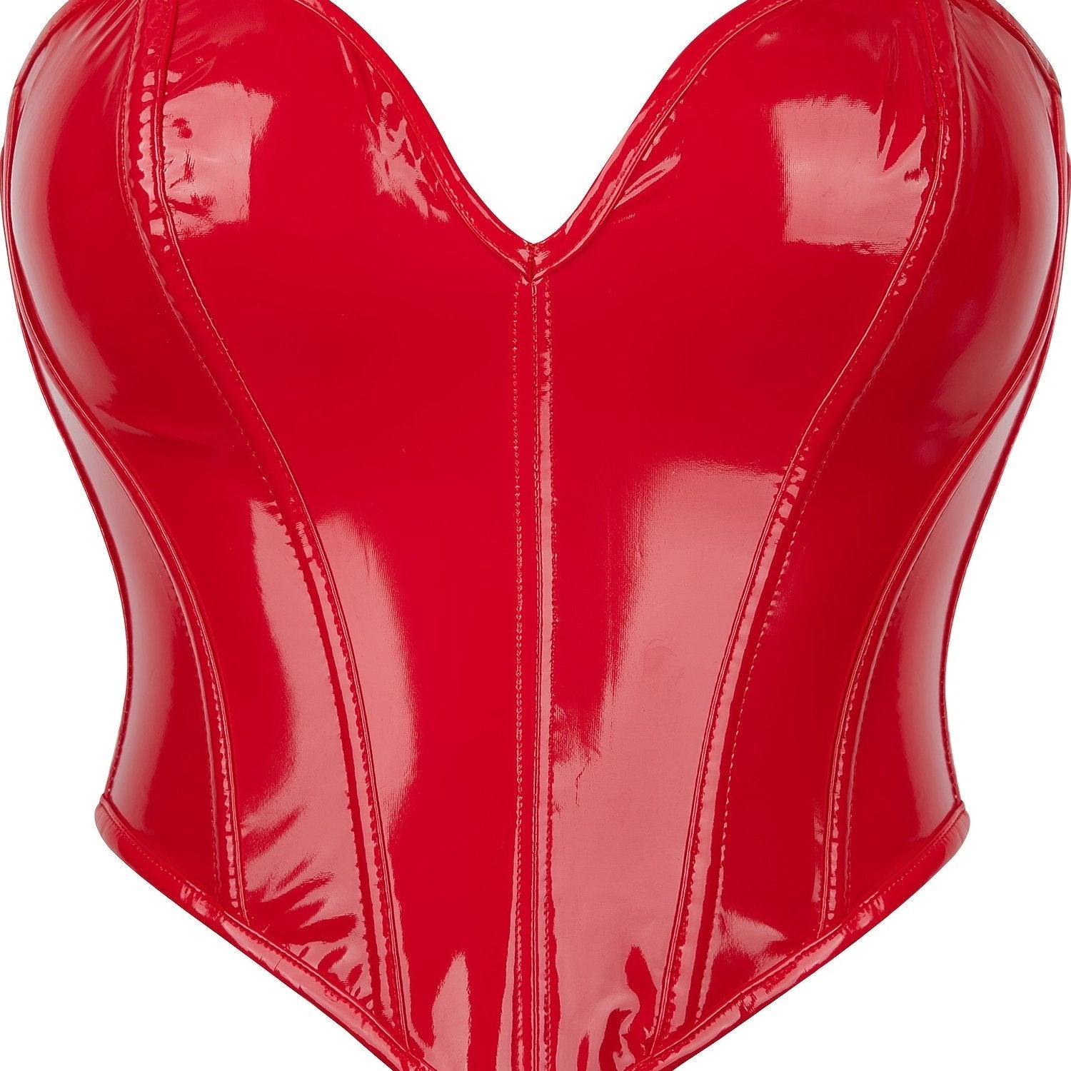 Red Strapless Corset Deep V Lace Up Body Shaper Women's Lingerie