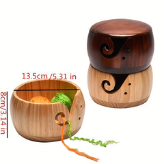 Wooden Wool Bowl Round Knitting Storage Vintage DIY Yarn Bowl
