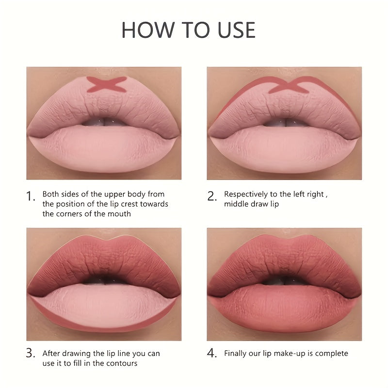 VERONNI Nude Matte Lip Liner Pencil Waterproof Sweatproof Correcting Lip Pen