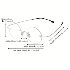 Titanium Stainless Steel Rimless Reading Glasses