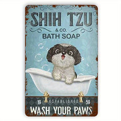 Terrier Metal Tin Sign Soap Soak Away Retro Iron Painting Husky 8x12 Inch