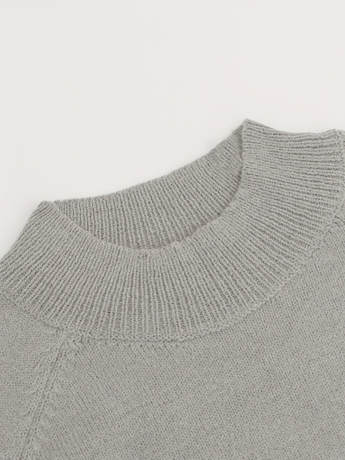 Block Mock Neck Pullover Sweater Casual Long Sleeve Raglan Shoulder