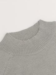Block Mock Neck Pullover Sweater Casual Long Sleeve Raglan Shoulder