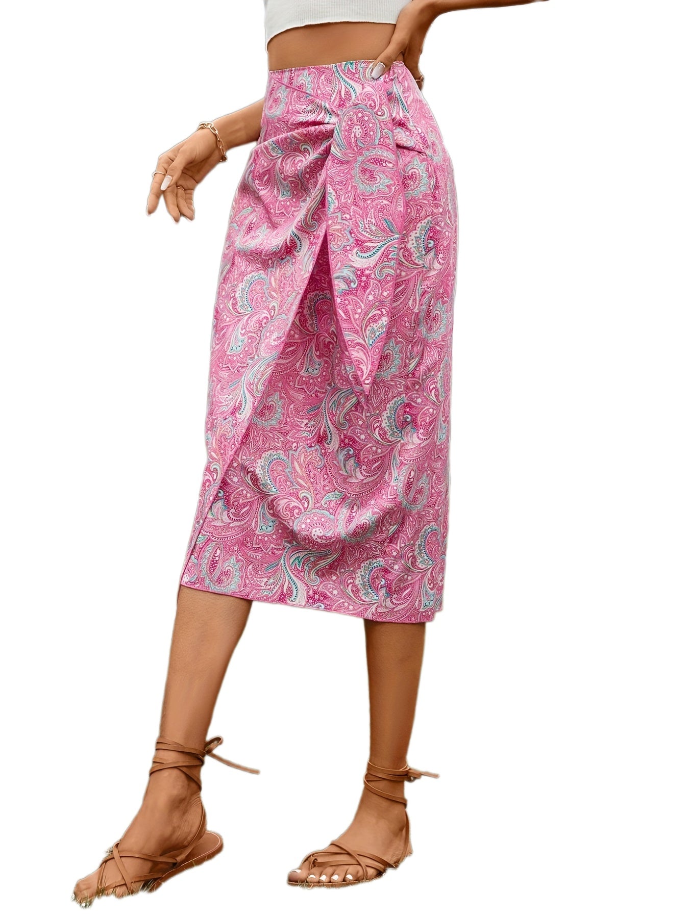 Paisley Print Tie Waist Skirt for Women