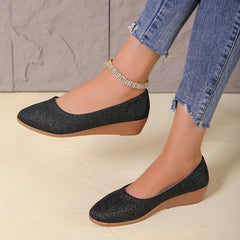 Women's Glitter Flat Shoes Soft Sole Pointed Toe Comfort Ballet Flats