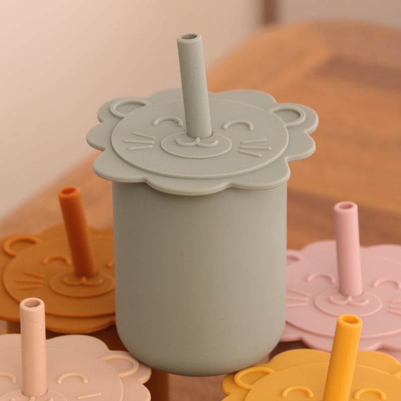 Cartoon Lion Straw Cup for Kids, Baby Water Cup