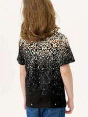 Gradient Sequin Print Short Sleeve T shirt For Girls Sports