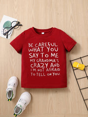 Cute Toddler T-Shirt Letter Print Round Neck Short Sleeve Tee