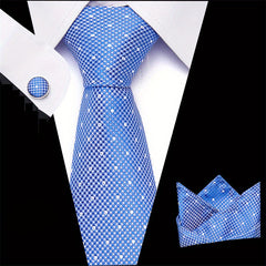 Polka Dot Tie Handkerchief Woven Classic Men's Necktie 3pcs Set