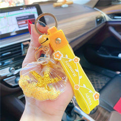 Starfish Keychain Liquid Floating Quicksand Keychains Bag Charm Car Key Ring