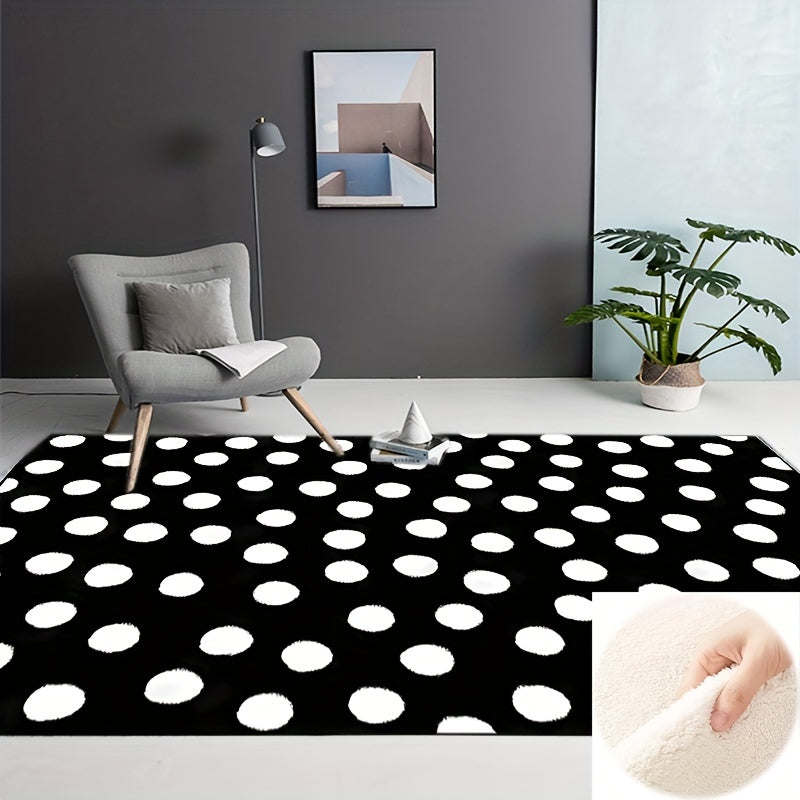Faux Wool Dot Print Large Carpet Area Rug Non Slip Backing Machine Washable