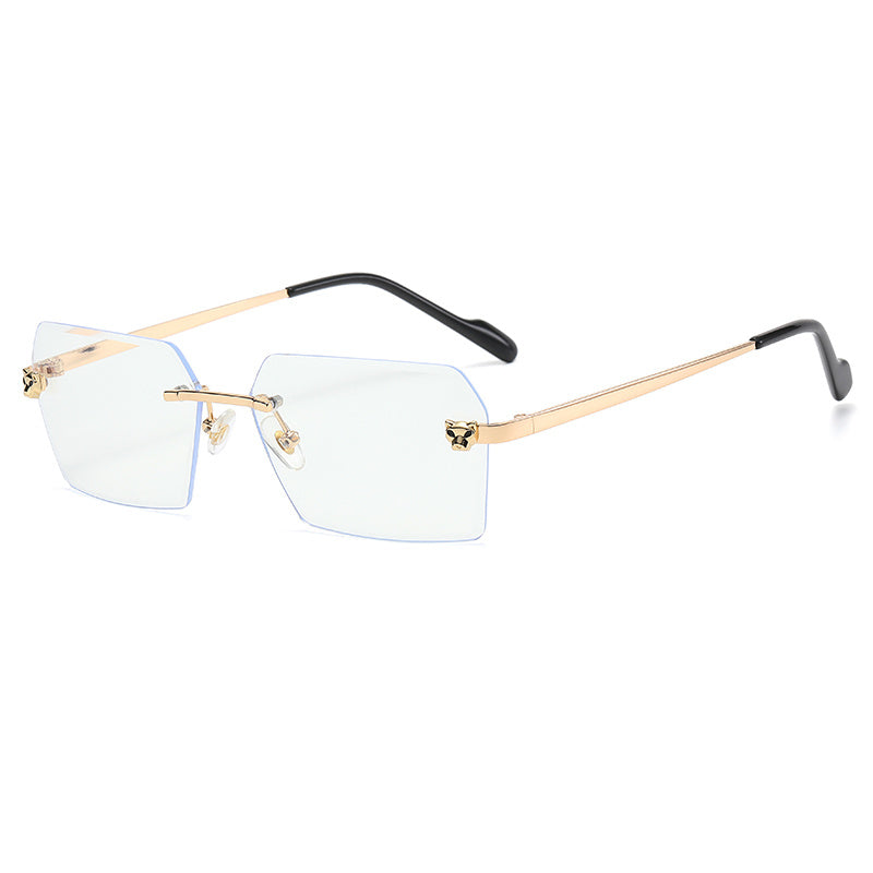 Leopard Rimless Square Sunglasses