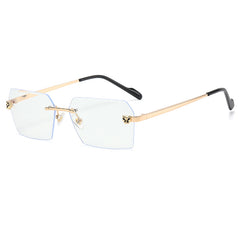 Leopard Rimless Square Sunglasses