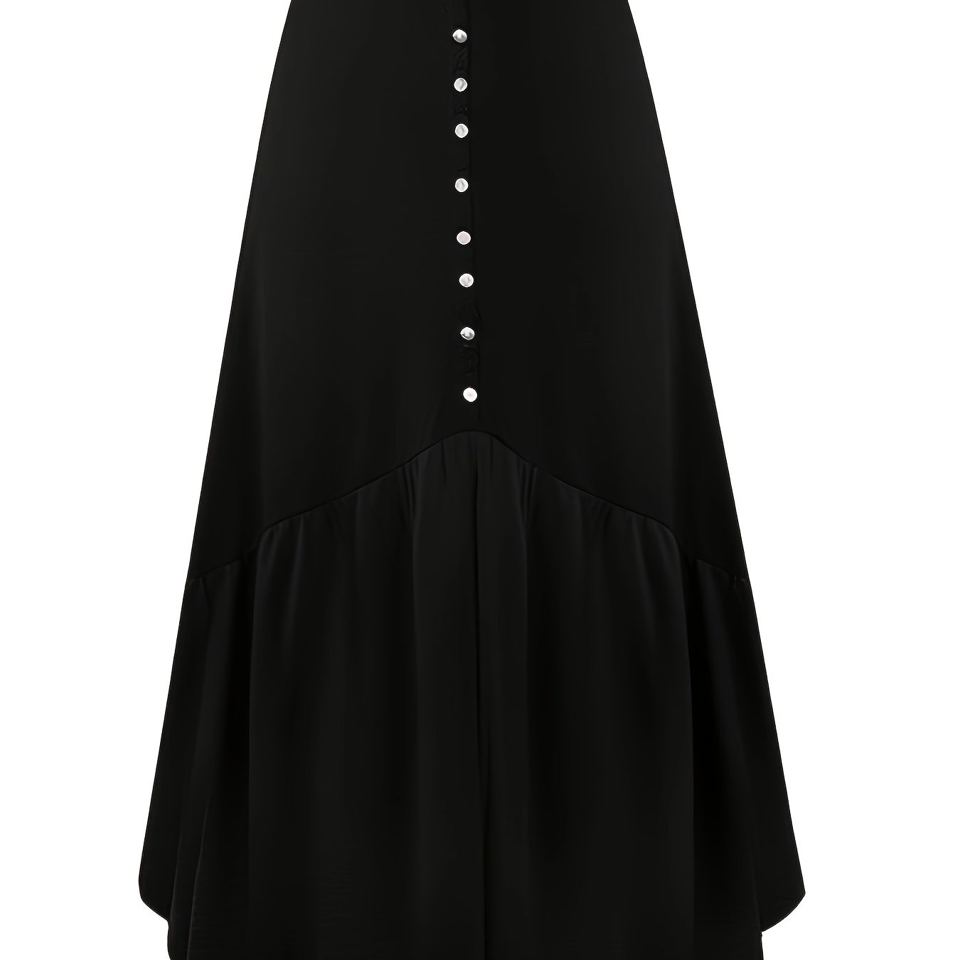 Velvet Maxi Skirt Plus Size Faux Pearl Button Elastic High Rise Stretch