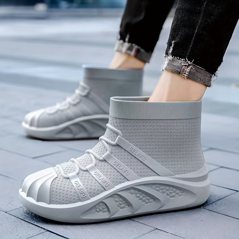 Men's High Top Rain Boots Non Slip Durable Slip On Shoes