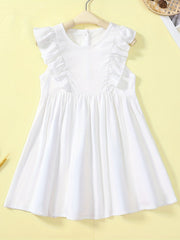 Toddler Girls Sleeveless Pleated Dress Baby Girls Ruffle Trim Casual Dress
