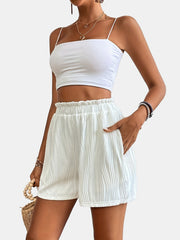 Wave Stripe Wide Leg Shorts Elastic Waist