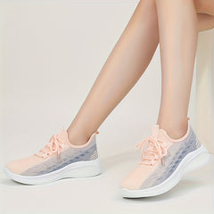 Women's Gradient Thick Sole Running Shoes Lightweight Shock Absorption