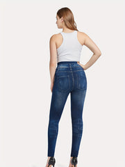 Denim Print High Waisted Leggings Casual Skinny Leggings