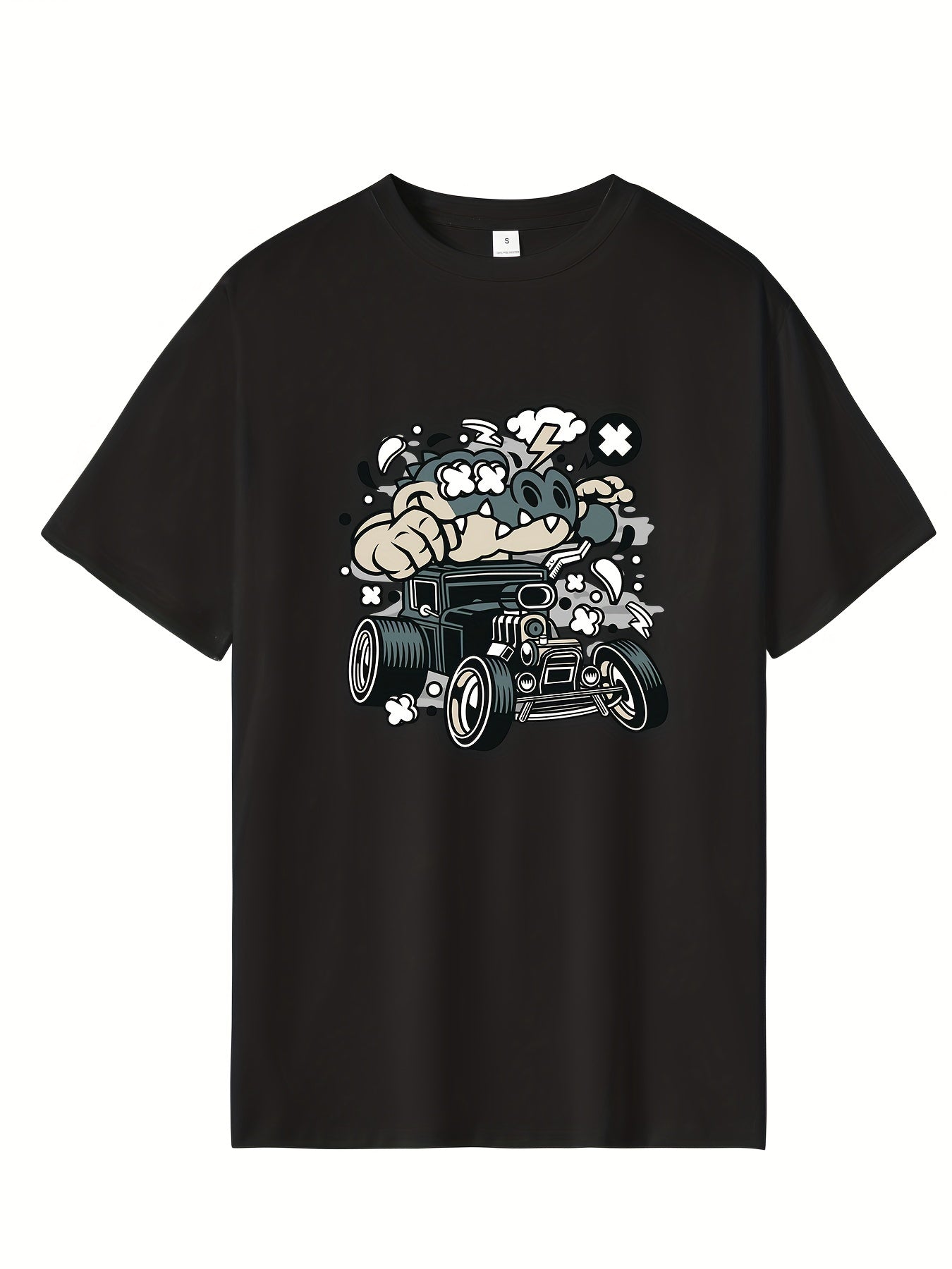 Men's Hip Pop Cartoon Print Tee Active Casual Slightly Stretch Crew Neck T shirt