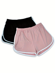 2 Pack Plus Size Pajama Shorts Set Women's Elastic Waist Dolphin Shorts