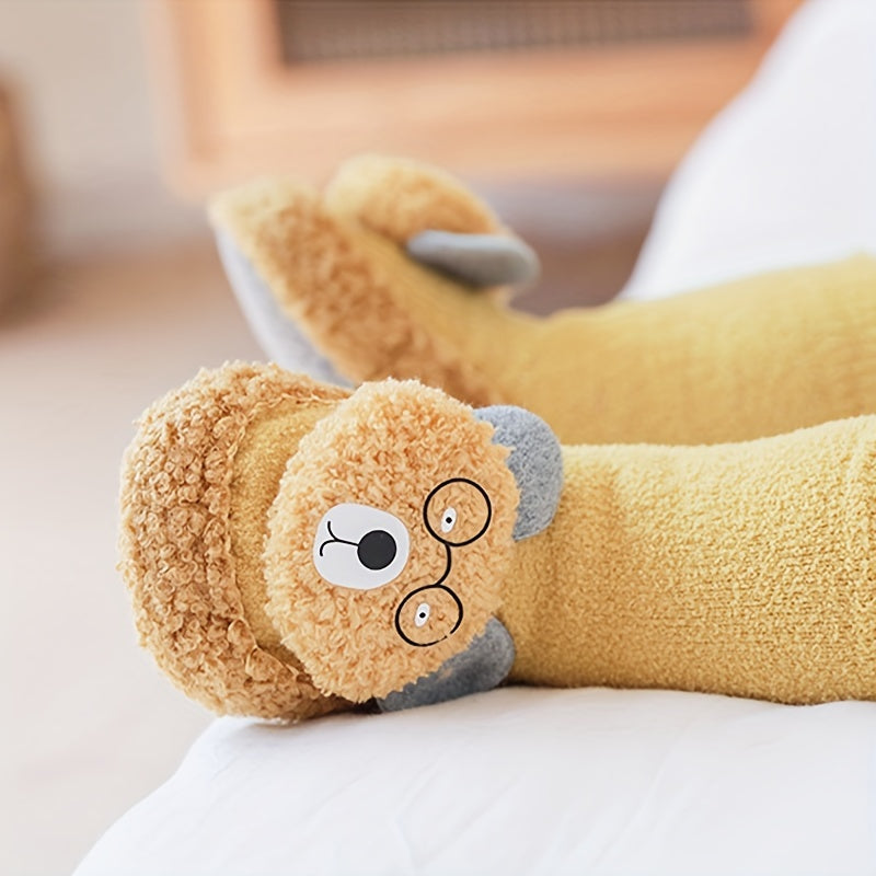 Baby Boy's Non-slip Winter Bear Doll Plush Socks