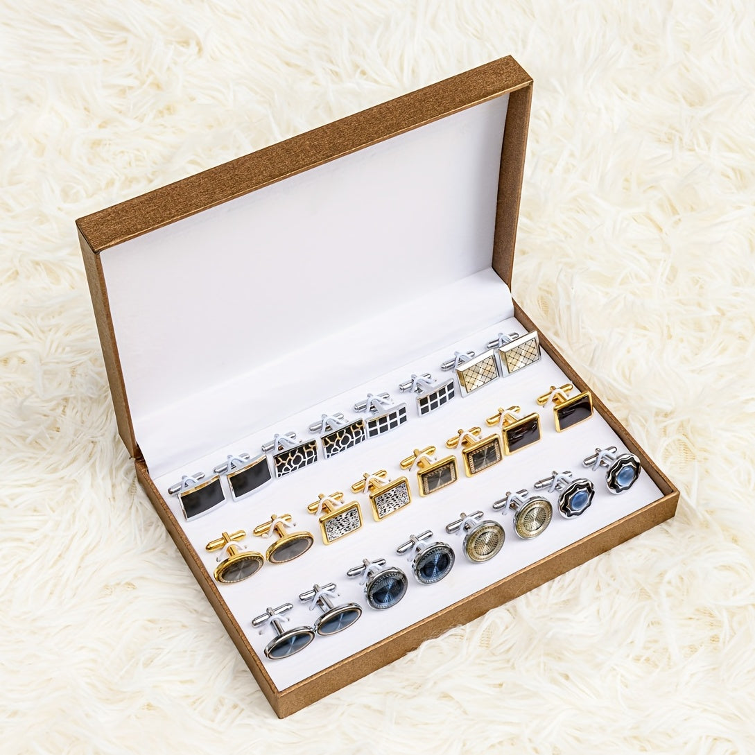 12pairs Wedding Suit Cufflinks in Various Styles