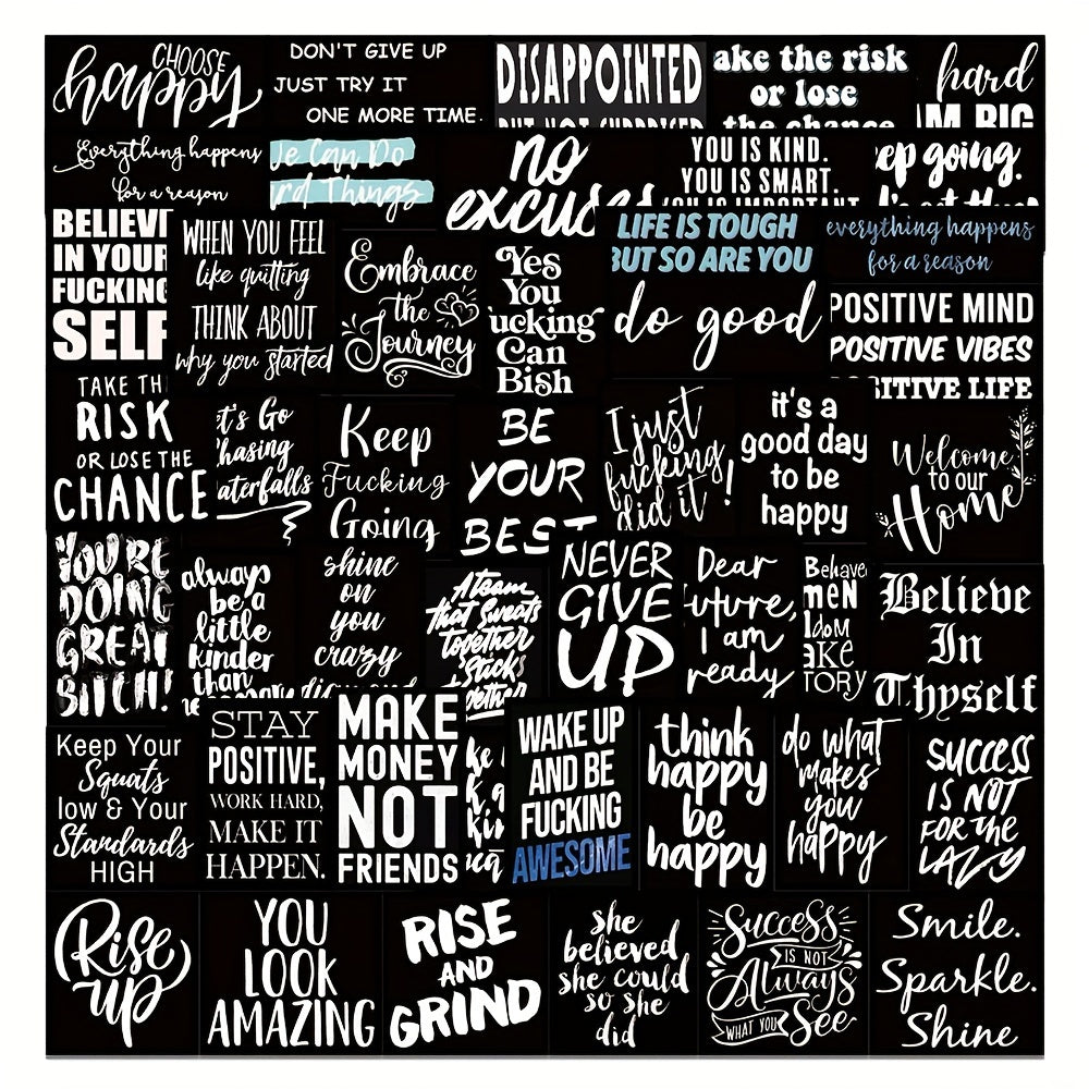 61pcs Inspirational English Graffiti Stickers for Water Bottle Car Computer
