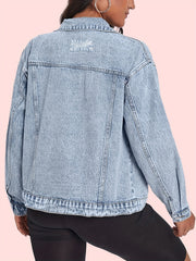 Flap Pockets Denim Coats Single Breasted Button Long Sleeves Lapel Denim Jackets