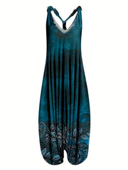 Paisley Print V Neck Harem Jumpsuit Spaghetti Strap Casual Summer Clothing
