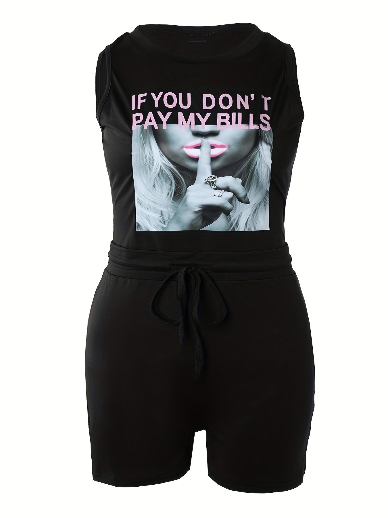 Cartoon Figure Print Tank Top & Shorts Set