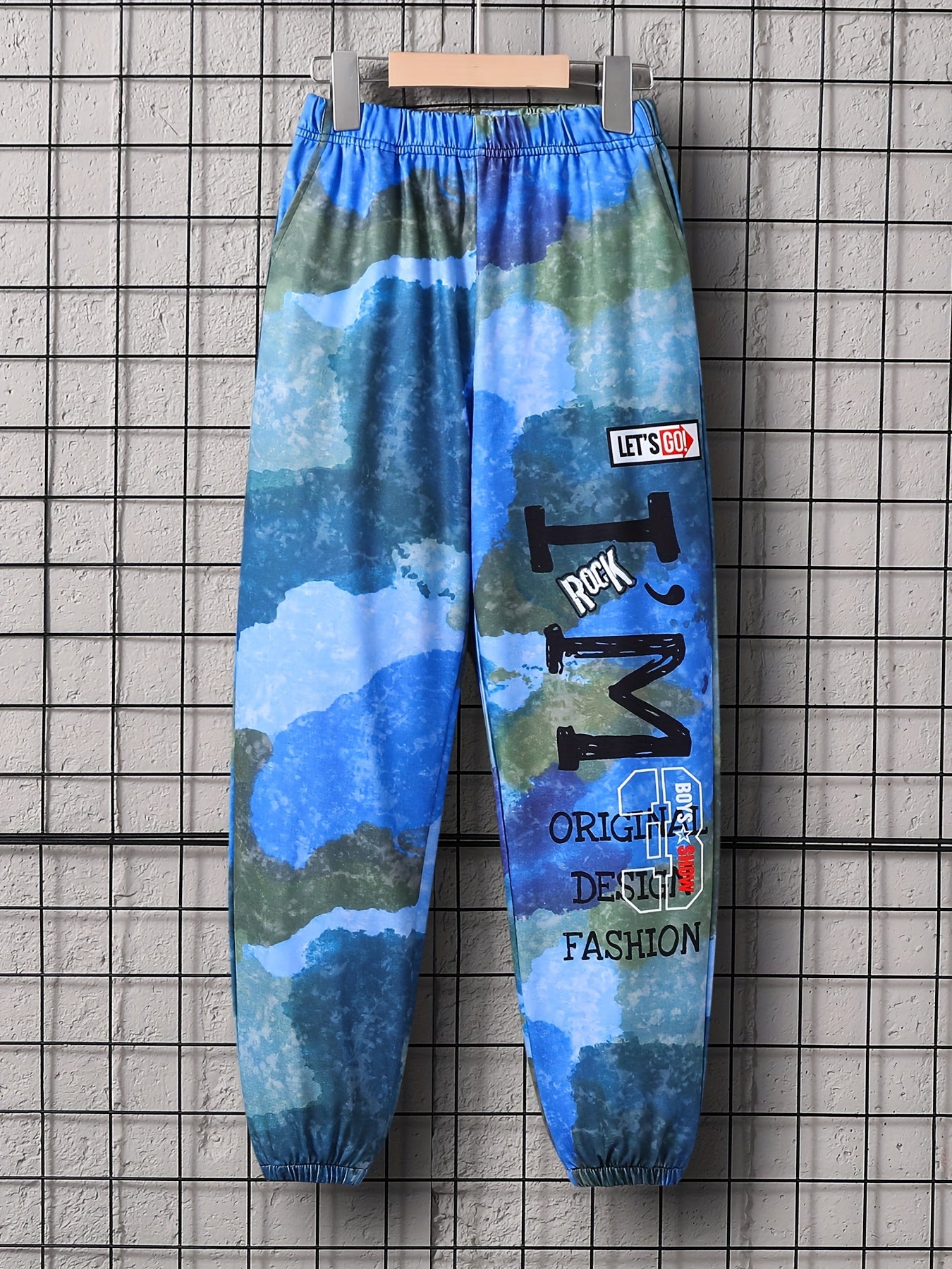 Boys Camo Style Letter Jogger Sweatpants