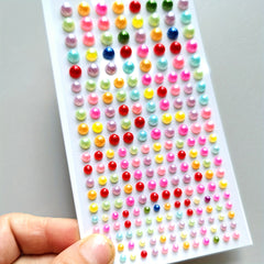 160pcs Colorful Pearl Rhinestone Stickers, Self-adhesive Face Decoration