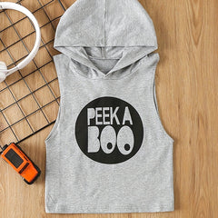 Summer Toddler Baby Boy's Funny Print Vest Hooded T-shirt Top