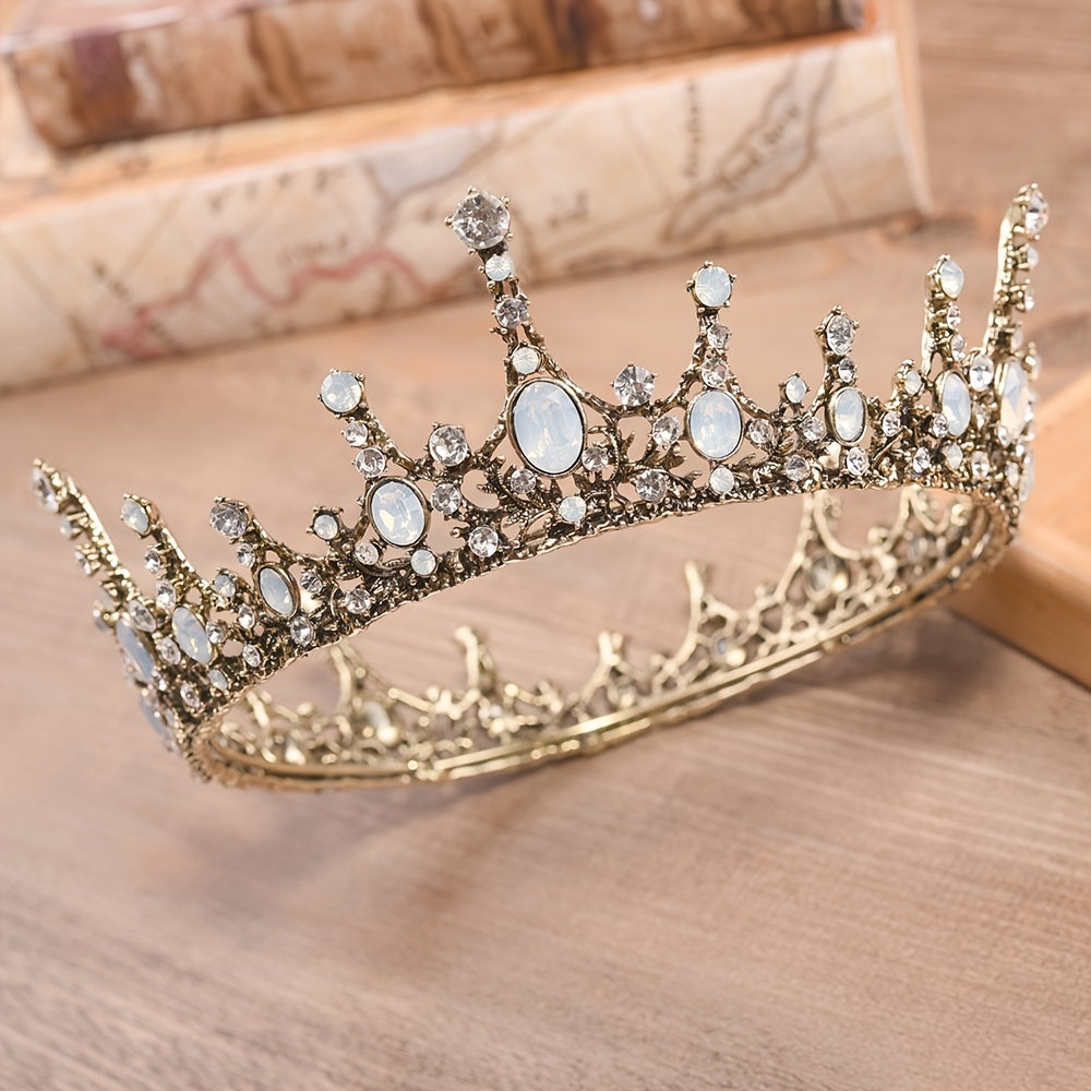Vintage Baroque Tiara Bead Crown Headband Hair Jewelry