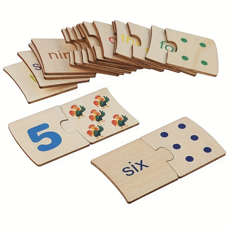 Wooden Number Matching Puzzle Educational Toy Set for Youngsters