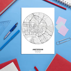 Large Cities Circle Maps Stickers for Children - Set of 1