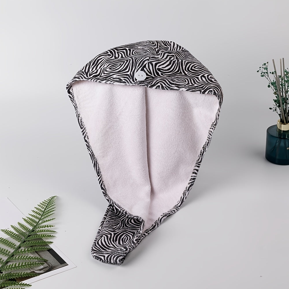 Tropical Patterned Microfiber Hair Towel & Shower Cap Set