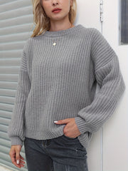 Versatile Knit Pullover Sweater Crew Neck Long Sleeve Women's Clothing