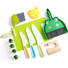 Kids Cooking Kit with Safety Knives, Cutting Board & Food Shapes