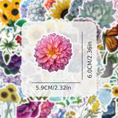 50pcs Flower Bouquet Graffiti Stickers for Laptop Helmet Water Cup DIY Journal