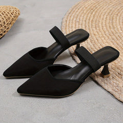 Slingback Kitten Heel Sandals Pointed Toe Low Heels Slip On Shoes