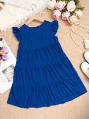 Flounce Sleeve Round Neck Casual Skate Dress