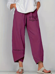 Graphic Print Elastic Waist Pants for Women