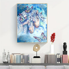 Unicorn & Butterfly Canvas Painting Poster for Home Wall Decoration