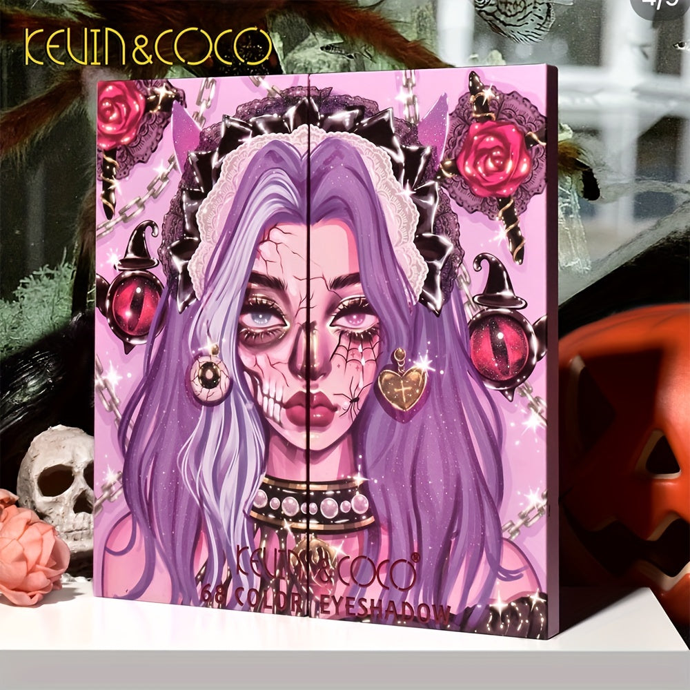 68 Colors Pearly Matte Eyeshadow Palette with Shimmer Flash Highlight Powder