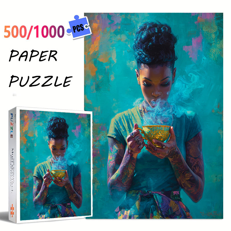 African Woman Jigsaw Puzzle with Smoke Effect
